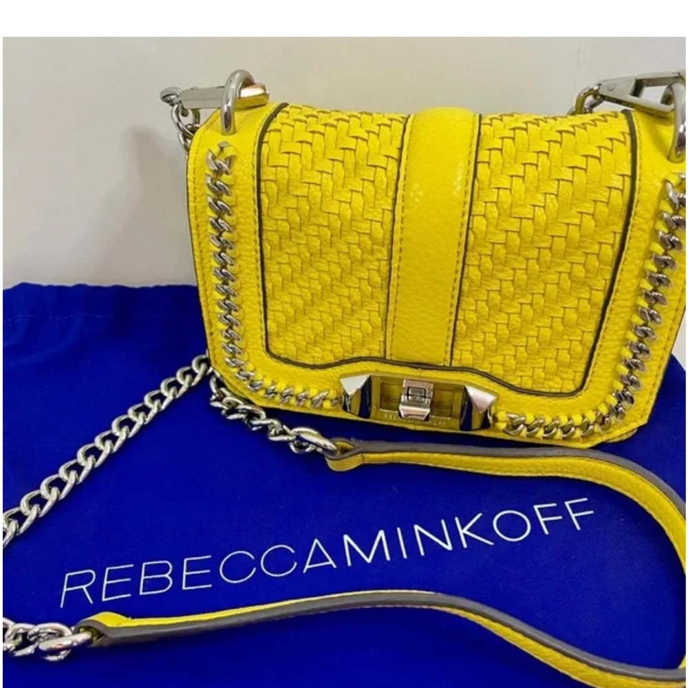 Rebecca Minkoff Yellow Woven Leather Crossbody Bag